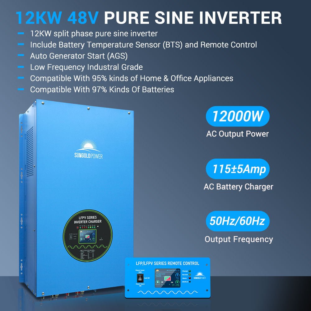 12kw 48v split phase inverter AC input 240V AC output 120V/240V (without MPPT)