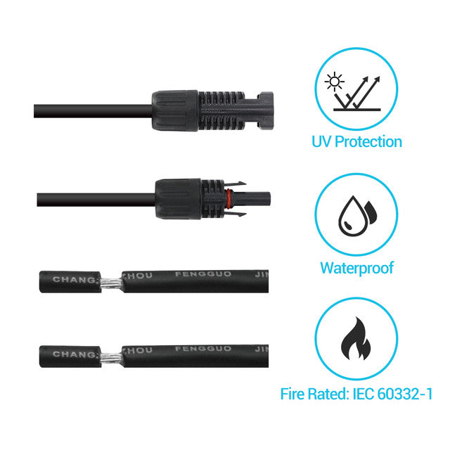 Renogy 10FT 10 AWG MC4 Solar Panel to Charge Controller Adapter Cables