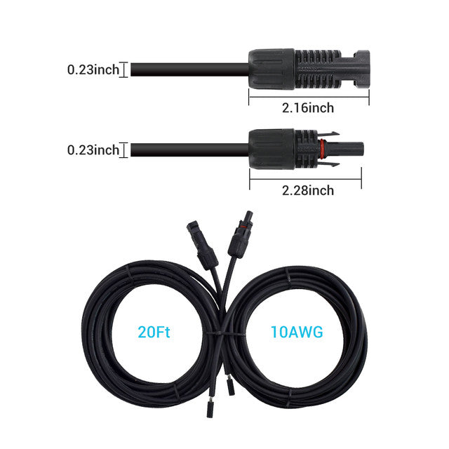 Renogy 20FT 10 AWG MC4 Solar Panel to Charge Controller Adapter Cables
