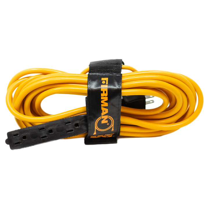25ft Medium Duty 5-15P to (3) 5-15R Generator Utility Power Cord With Storage Strap