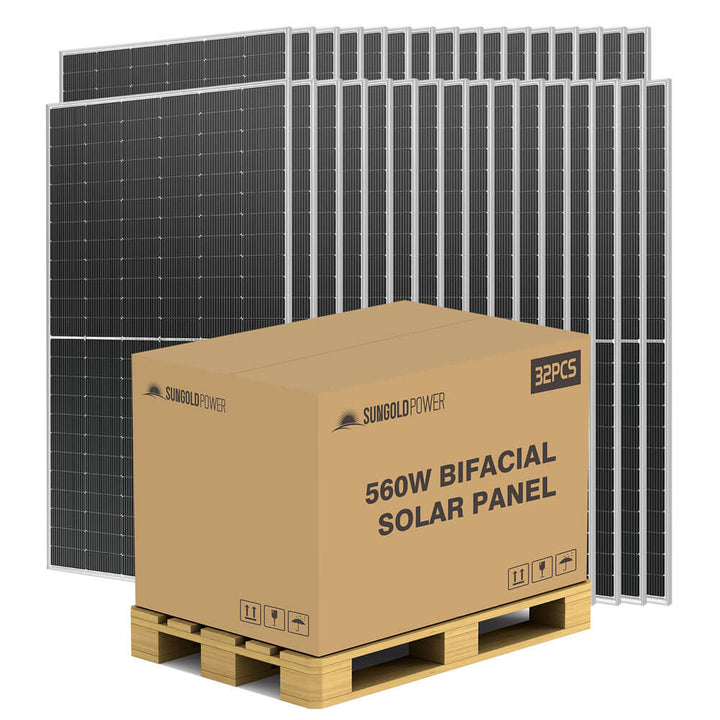 560 WATT BIFACIAL PERC SOLAR PANEL FULL PALLET (32 PANELS)