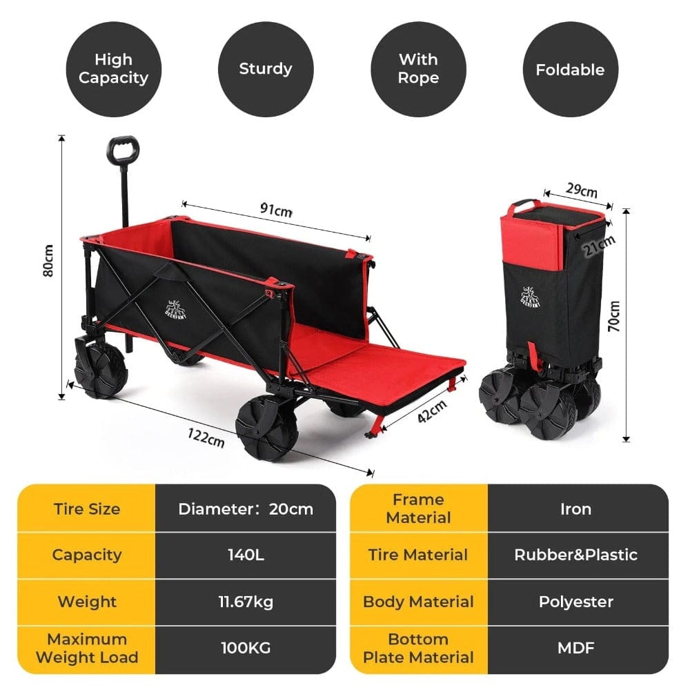 BougeRV 140L Capacity Outdoor Foldable Folding Wagon(DEERFAMY)