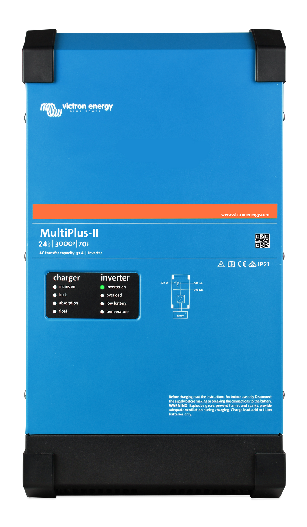 Victron MultiPlus-II 24/3000/70-50 120V (UL 458) Inverter Charger – 3000W Pure Sine Wave Inverter & 70A Charger for RV Marine & Off-Grid