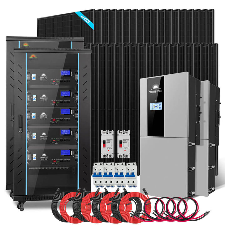 Hybrid Solar Kit 11.4KW 48V Split Phase 51.2 KWH Lithium Battery 36 X 450 Watt Solar Panel SGH-11N5E