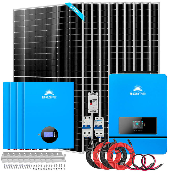 OFF GRID SOLAR KIT 10 X 550 WATTS SOLAR PANELS 4 X 5.12KWH POWERWALL LITHIUM BATTERY 10KW SOLAR INVERTER 48VDC 120V/240V SGM-10K20