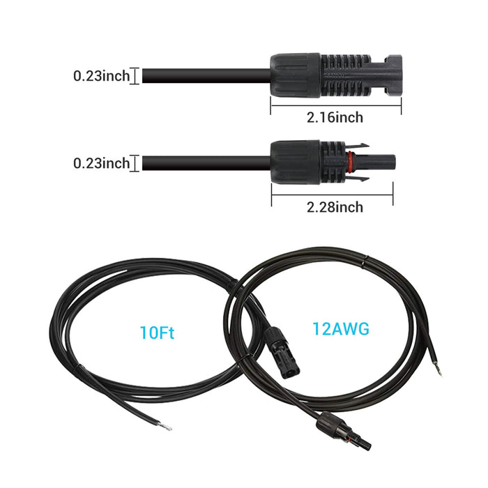Renogy  10FT 12 AWG MC4 Solar Panel to Charge Controller Adapter Cables