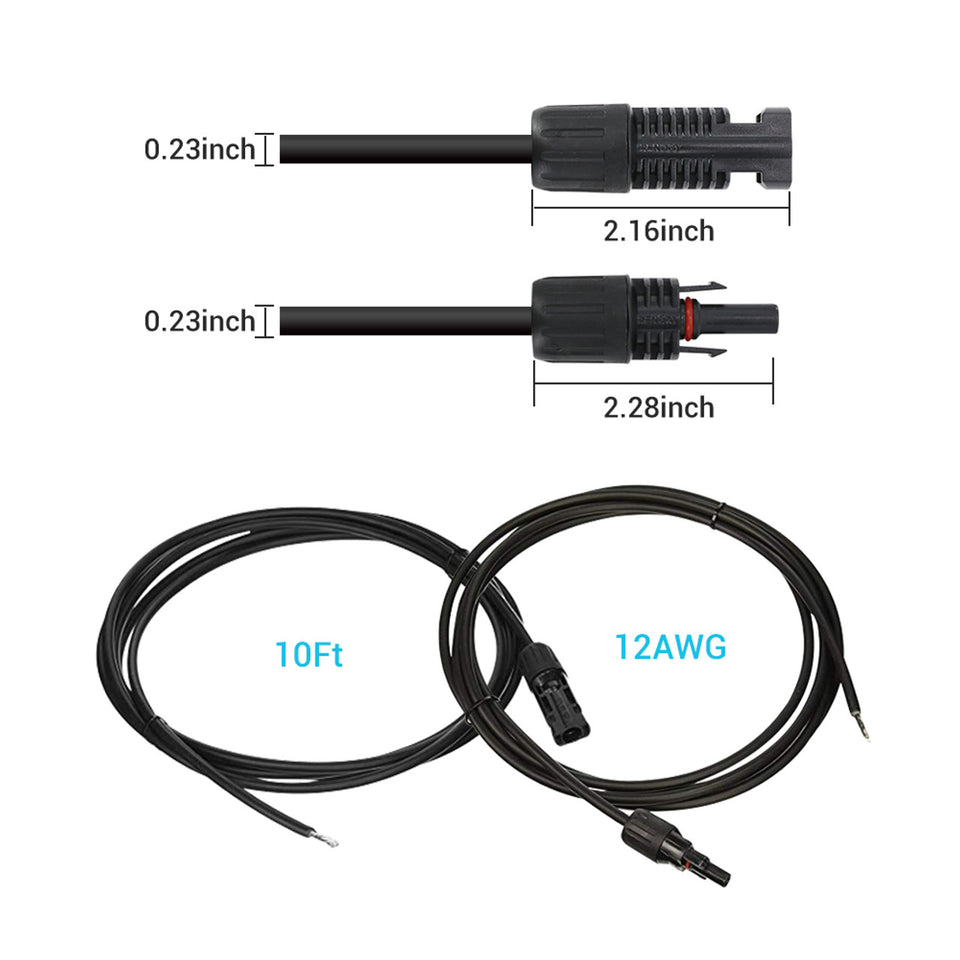 Renogy  10FT 12 AWG MC4 Solar Panel to Charge Controller Adapter Cables