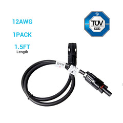Renogy 1.5FT 12 AWG MC4 Solar Panel Extension Cable w/ Male to Female Solar Connector