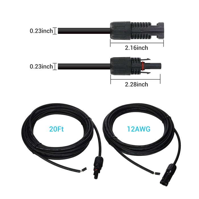 Renogy  20FT 12 AWG MC4 Solar Panel to Charge Controller Adapter Cables