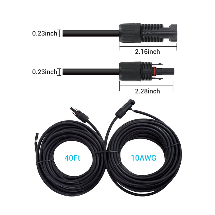 Renogy  40FT 10 AWG MC4 Solar Panel to Charge Controller Adapter Cables