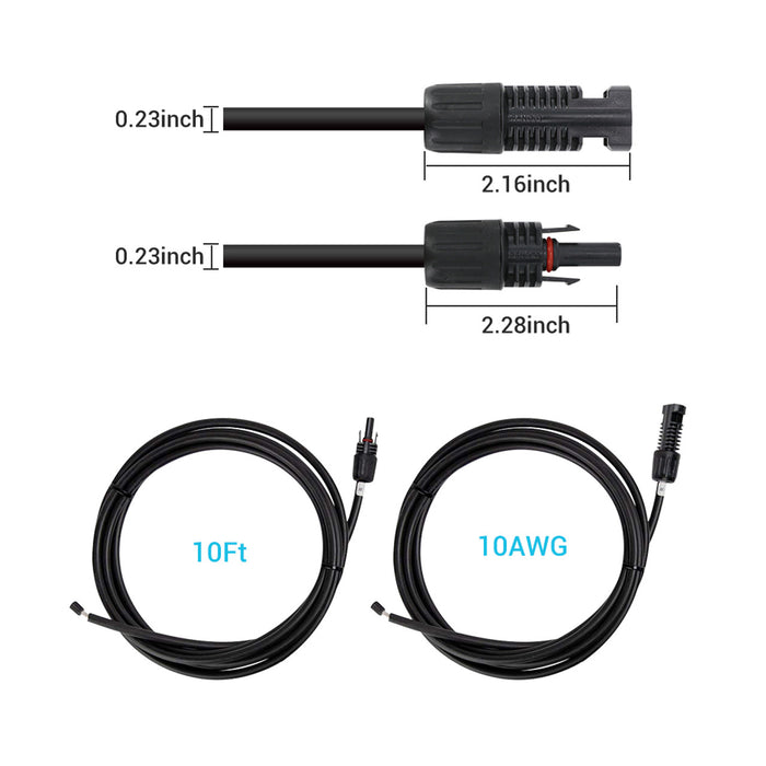 Renogy  10FT 10 AWG MC4 Solar Panel to Charge Controller Adapter Cables