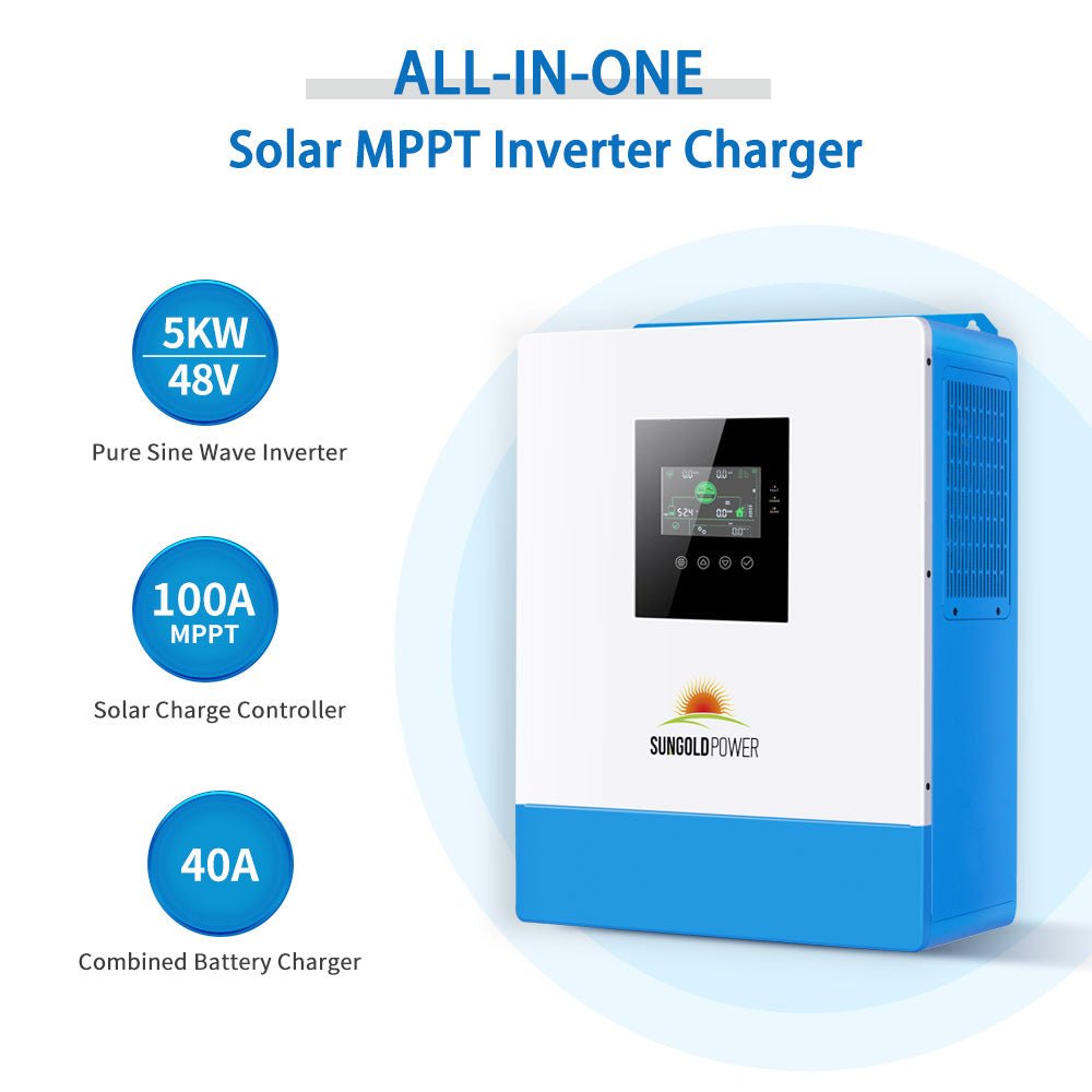 Off-Grid Solar Kit 5000W 48VDC 120V LiFePO4 10.24KWH Lithium Battery 6 X 415 Watts Solar Panels SGR- 5KE