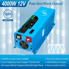 Low Frequency Inverter 4000W-DC12V (split phase) AC input 240V AC output 120V and 240V