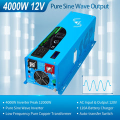 Low Frequency Inverter 4000W-DC12V (single phase) AC input 120V AC output 120V