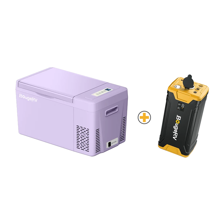 BougeRV 12V 23 Quart Colorful Purple Portable Fridge - Fridge + Battery