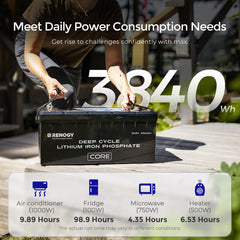 Renogy Core 12V 300Ah Deep Cycle Lithium Iron Phosphate Battery w/ Self Heating