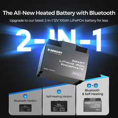 Renogy PRO 12V  100Ah Smart Lithium Iron Phosphate Battery w/Bluetooth & Self Heating