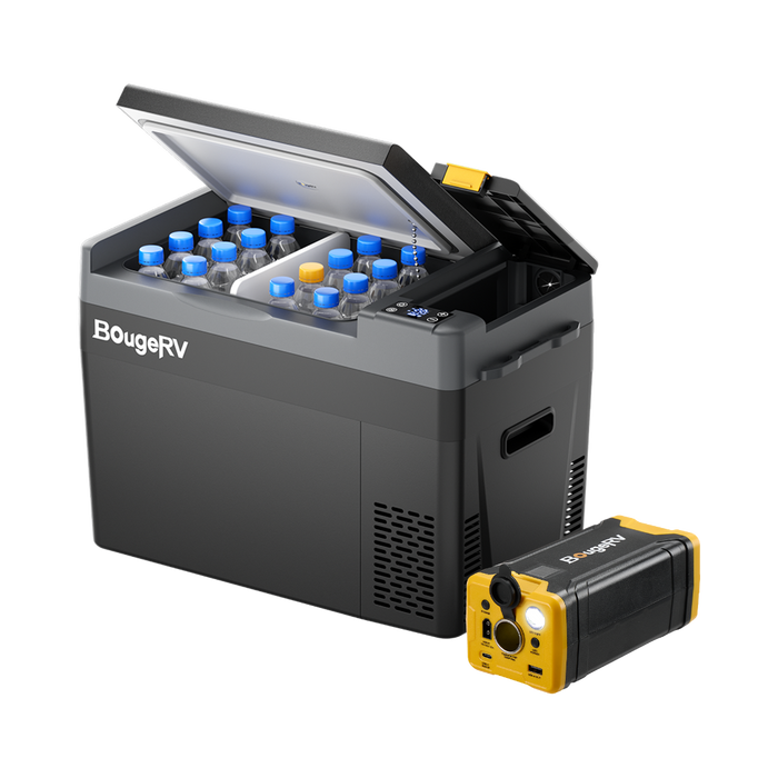 BougeRV CRPRO30 30 Quart 12V Portable Car Fridge Freezer - Fridge+Battery