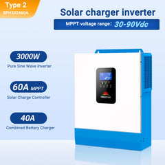 3000W 24V Solar Inverter Charger AC input 120V AC output 120V [PV30-108V / MPPT30- 90V]