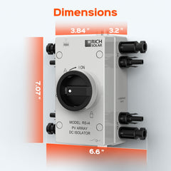 Solar PV DC Quick Disconnect Switch | Solar Array DC Quick Disconnect Switch | 1500 Volt 55 Amp | 4 Pole 2 Strings | Easy to Install