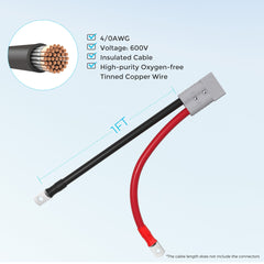 Renogy 1FT 4/0 AWG Anderson Adapter Cable (Anderson SB350 - 3/8 in Lugs)