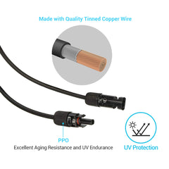 Renogy 1.5FT 12 AWG MC4 Solar Panel Extension Cable w/ Male to Female Solar Connector