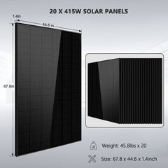 Off-Grid Solar Kit 13000W 48VDC 120V/240V LiFePO4 20.48KWH Lithium Battery 14 X 415 Watts Solar Panels SGR- 13KM