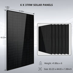 Off Grid Solar Kit 6000W 48VDC 120V/240V LifePO4 10.24KWH Lithium Battery 6 X 370 Watt Solar Panels SGK- PRO64