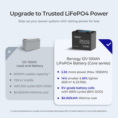 Renogy Core 12V 100Ah Deep Cycle Lithium Iron Phosphate Battery