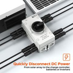 Solar PV DC Quick Disconnect Switch | Solar Array DC Quick Disconnect Switch | 1500 Volt 55 Amp | 4 Pole 2 Strings | Easy to Install