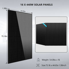 Hybrid Solar Kit 11.4KW 48V Split Phase 20.48KWH Lithium Battery 16 X 450 Watt Solar Panel SGH-11N2E