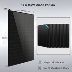 Hybrid Solar Kit 11.4KW 48V Split Phase 20.48KWH Lithium Battery 16 X 450 Watt Solar Panel SGH-11N2E