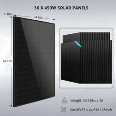 Hybrid Solar Kit 11.4KW 48V Split Phase 51.2 KWH Lithium Battery 36 X 450 Watt Solar Panel SGH-11N5E
