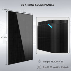 Hybrid Solar Kit 11.4KW 48V Split Phase 20.48KWH Lithium Battery 16 X 450 Watt Solar Panel SGH-11N2E