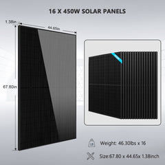 Hybrid Solar Kit 11.4KW 48V Split Phase 20.48KWH Lithium Battery 16 X 450 Watt Solar Panel SGH-11N2E