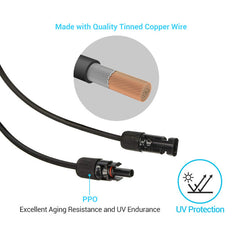 Renogy 5FT 10 AWG MC4 Solar Panel Extension Cable w/ Male to Female Solar Connector
