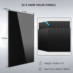 OFF GRID SOLAR KIT 20KW 48VDC 120V/240V LiFePO4 30.72KWH LITHIUM BATTERY 32 X 450 WATTS SOLAR PANELS SGR-20K30E