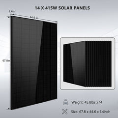 Off-Grid Solar Kit 13000W 48VDC 120V/240V LiFePO4 20.48KWH Lithium Battery 14 X 415 Watts Solar Panels SGR- 13KM