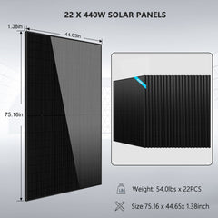 Off Grid Solar Kit 13000W 48VDC 120V/240V LiFePO4 25.6KWH Lithium Battery 22 X 450 Watts Solar Panels SGR- 13K25E