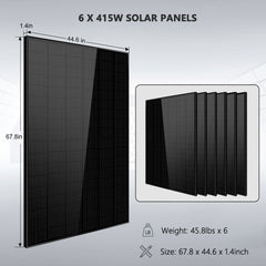 Off-Grid Solar Kit 5000W 48VDC 120V LiFePO4 10.24KWH Lithium Battery 6 X 415 Watts Solar Panels SGR- 5KE