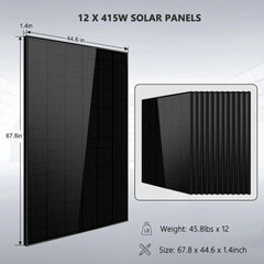 Off-Grid Solar Kit 8000W 48VDC 120V/240V LiFePO4 10.24KWH Lithium Battery 8 X 415 Watts Solar Panels SGR- 8K10E