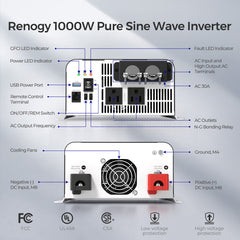 Renogy 1000W 12V Pure Sine Wave Inverter w/ UPS Transfer Switch and Built-In Bluetooth