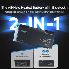 Renogy PRO 12V 200Ah Smart LiFePO4 Battery w/ Bluetooth & Self Heating