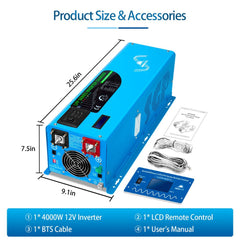 Low Frequency Inverter 4000W-DC12V (single phase) AC input 120V AC output 120V