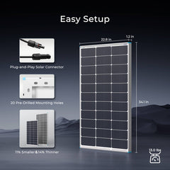 Renogy 100W 12V 16BB N-Type Monocrystalline Solar Panel