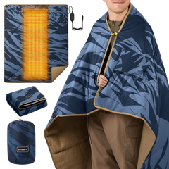 BougeRV 12V Portable Heated Blanket (Blue)
