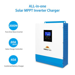 3000W 24V Solar Inverter Charger AC input 120V AC output 120V [PV30-108V / MPPT30- 90V]