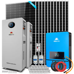 OFF GRID SOLAR KIT 12 X 550 WATTS SOLAR PANELS 20.48KWH-25.6KWH LITHIUM BATTERY 10KW SOLAR INVERTER 48VDC 120V/240V SGR-10K25S