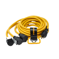 25' Heavy Duty L5-30P to (3) 5-20R Power Cord With Storage Strap - image 1