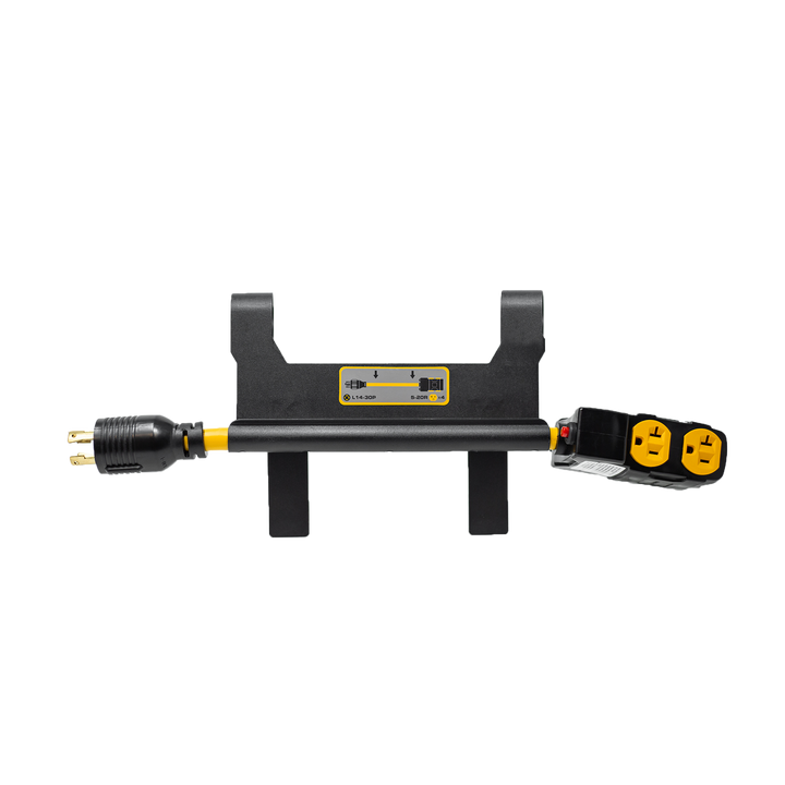 Heavy Duty L14-30P to (4) 5-20R Short Power Cord With Metal Clip Holder